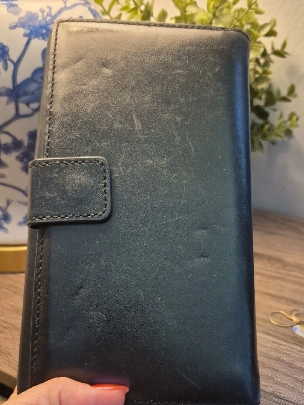 Michael Kors Florence Large Billfold Genuine Leather Black Clutch Wallet Purse